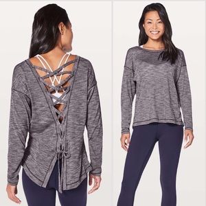Lululemon Laced With Intent Long Sleeve Heathered Black Grape Size 2 EUC L2152